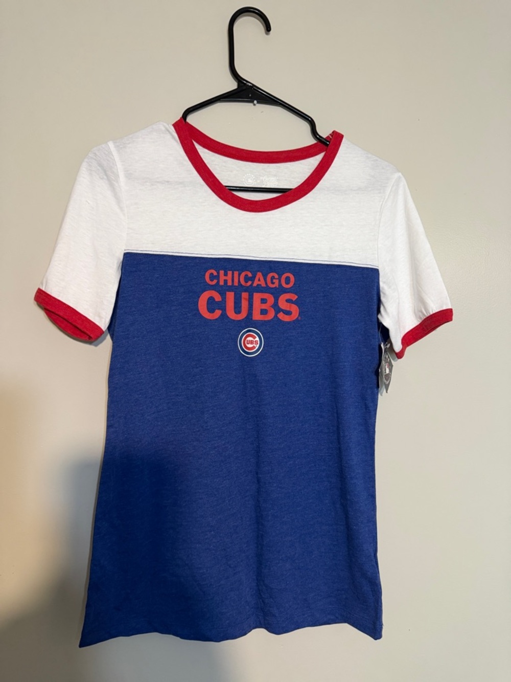 Genuine Merchandise Chicago Cubs Blue White Red Ringer Crop Top